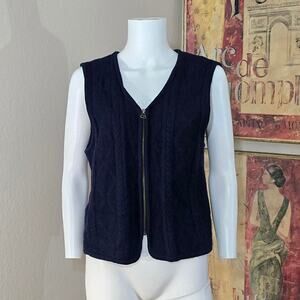 Vintage Wool Cable Knit Sweater Vest in Navy by Requirements Size Large